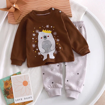 Cartoon Print Pajama Sets Long Sleeve