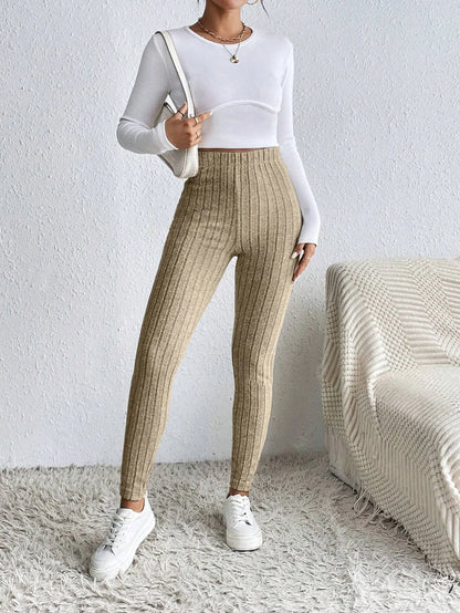 Women's High-Waist Ribbed Pants