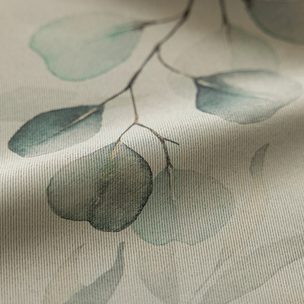 Green Leaves Printed Blackout Curtain