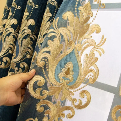 European Embroidered Velvet Curtains for Living Room