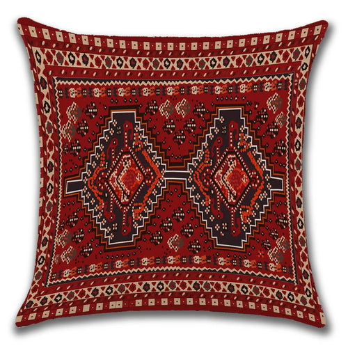 Ethnic Persian Carpet Print Linen Throw Pillow Cover