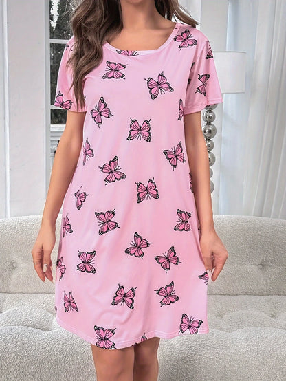 Casual Butterfly Printed Pajamas