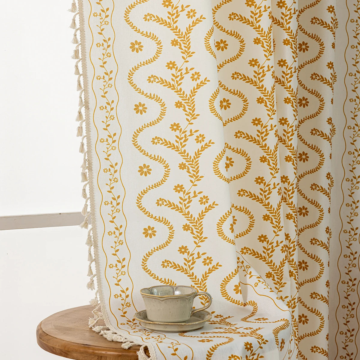 Bohemian style living room curtains