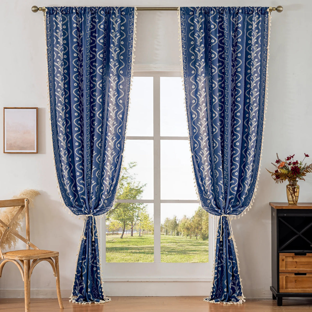 Bohemian style living room curtains