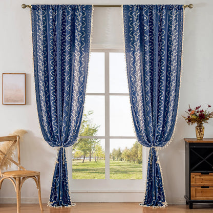 Bohemian style living room curtains