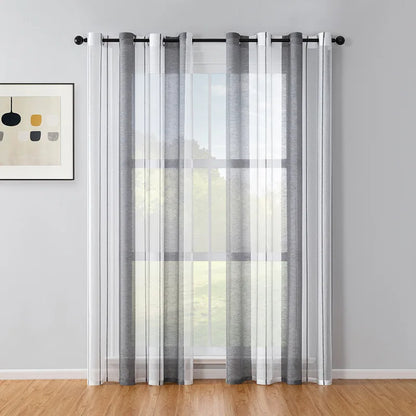 Stripped Window Sheer Curtain Bedroom Curtains