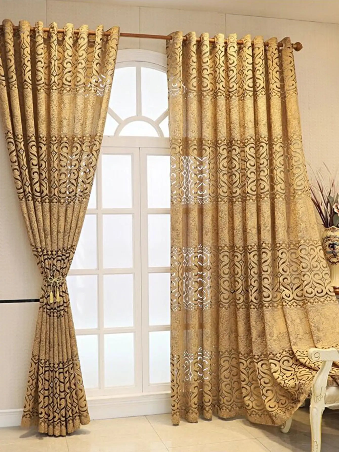 Hollow perforated bedroom curtains