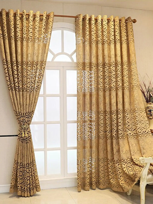 Hollow perforated bedroom curtains