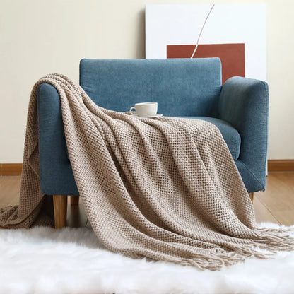 Inya Mustard Nordic Knitted Throw Blanket