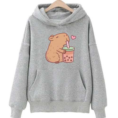 Kawaii Bubble Tea Capybara Hoodie