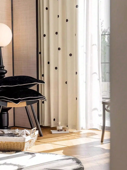 Black polka dot print Blackout Curtain