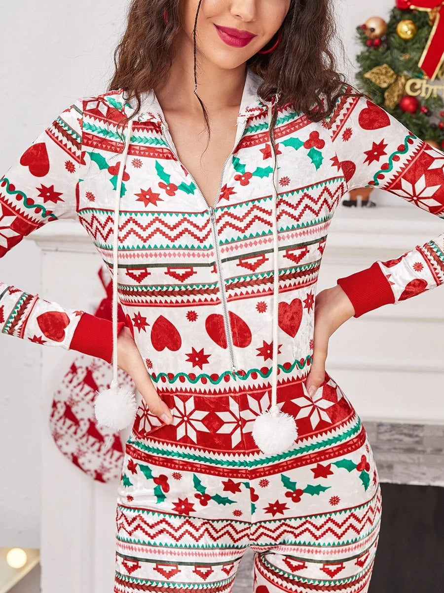 Women's Christmas Long Pajama Onesie