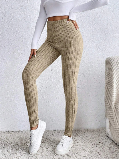 Women's High-Waist Ribbed Pants