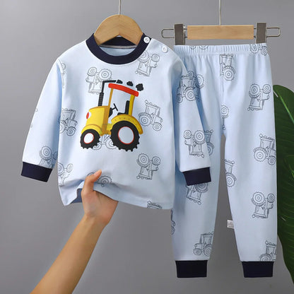 Cartoon Print Pajama Sets Long Sleeve