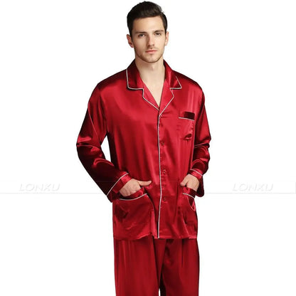 Mens Silk Satin Pajamas