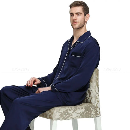 Mens Silk Satin Pajamas