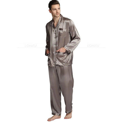 Mens Silk Satin Pajamas