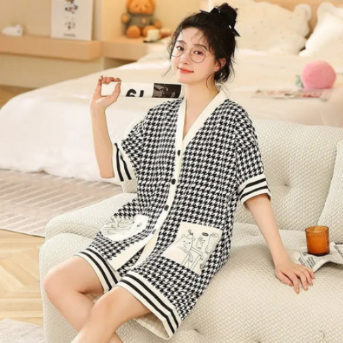 Women's Cotton Kimono Style Summer Pajamas