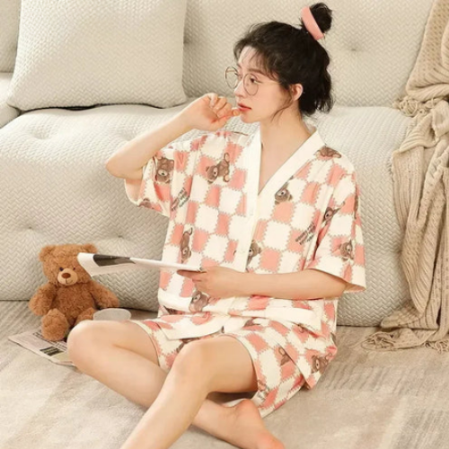 Women's Cotton Kimono Style Summer Pajamas