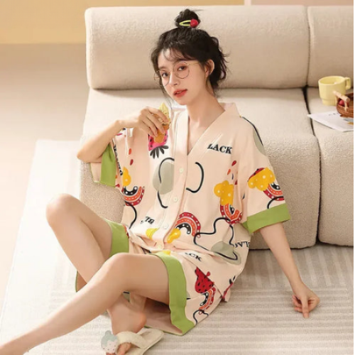 Women's Cotton Kimono Style Summer Pajamas