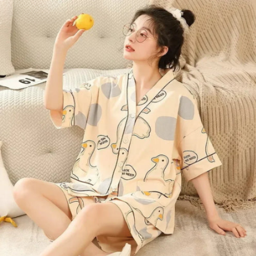 Women's Cotton Kimono Style Summer Pajamas