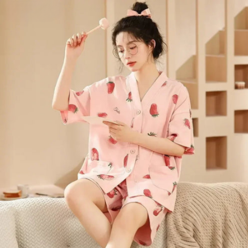 Women's Cotton Kimono Style Summer Pajamas