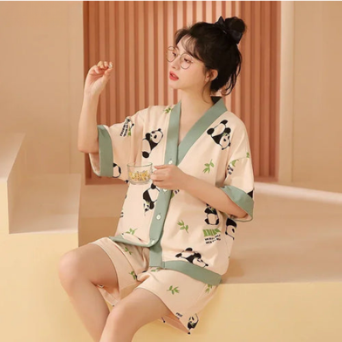 Women's Cotton Kimono Style Summer Pajamas