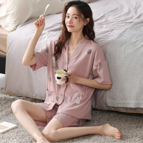 Women's Cotton Kimono Style Summer Pajamas