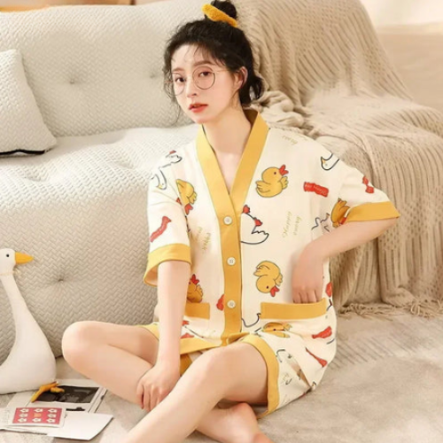 Women's Cotton Kimono Style Summer Pajamas