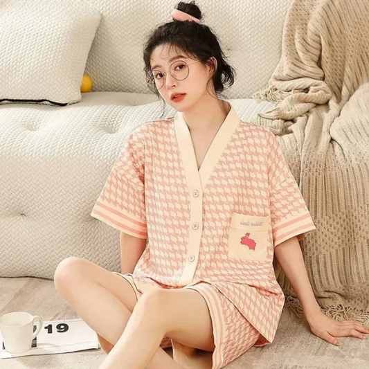 Women's Cotton Kimono Style Summer Pajamas