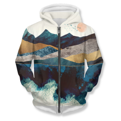 Blue Mountain Reflection Unisex Zip Hoodie