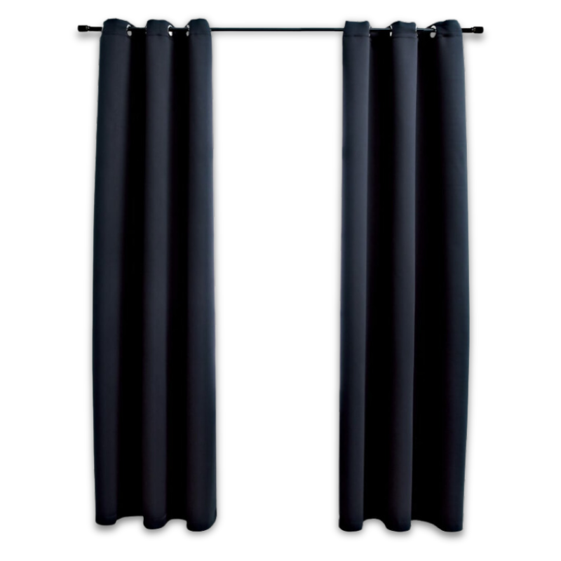 Blackout Curtains with Rings 2 pcs Black 37"x63" Fabric