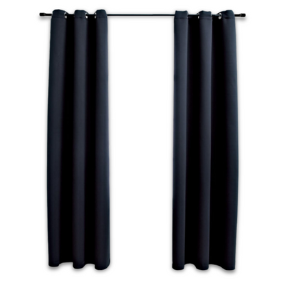 Blackout Curtains with Rings 2 pcs Black 37"x63" Fabric