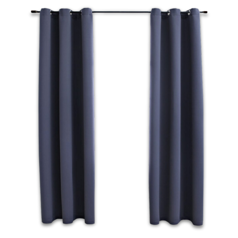 Blackout Curtains with Rings 2 pcs Black 37"x63" Fabric