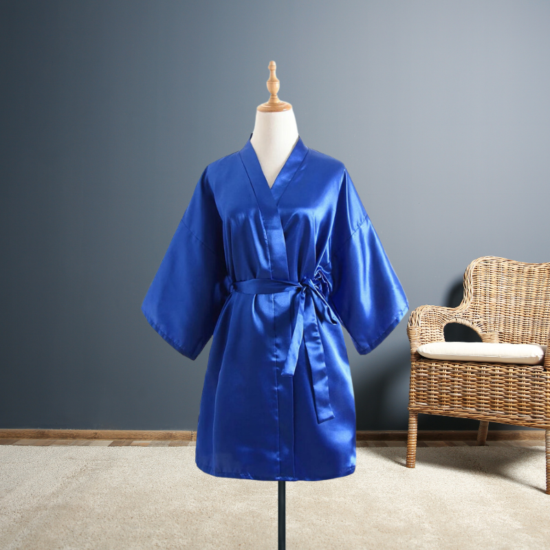 Casual Men's Silk Solid Color Long Wrap Dressing Gown