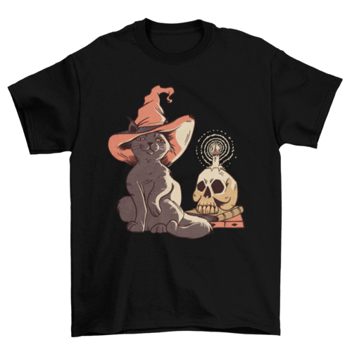 Halloween Witch Cat T-shirt