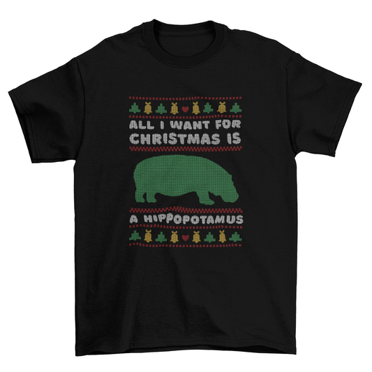 Hippo Ugly Christmas Sweater T-shirt