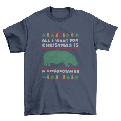 Hippo Ugly Christmas Sweater T-shirt