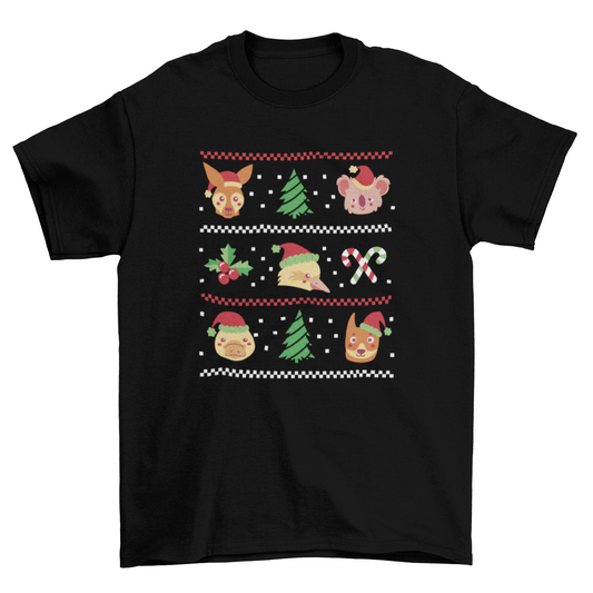 Christmas Ugly Sweater T-shirt Animals Design