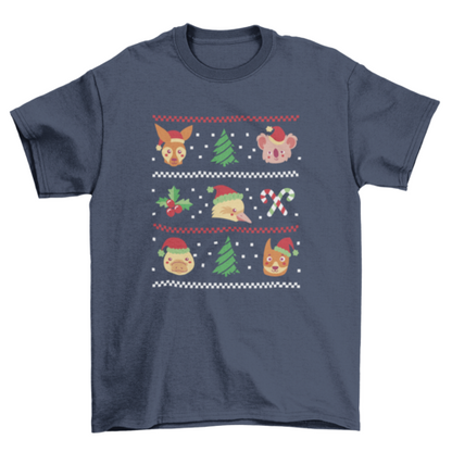 Christmas Ugly Sweater T-shirt Animals Design