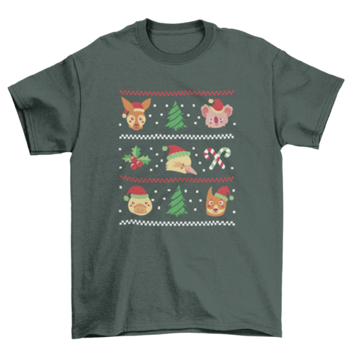 Christmas Ugly Sweater T-shirt Animals Design