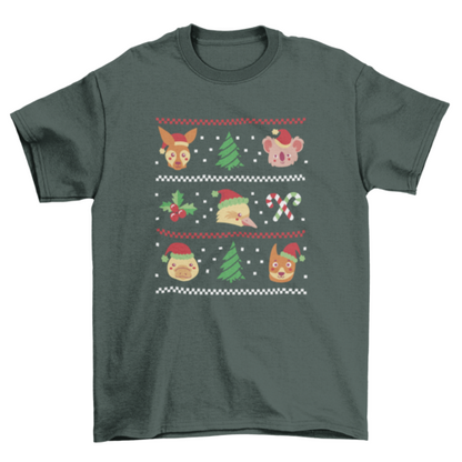 Christmas Ugly Sweater T-shirt Animals Design