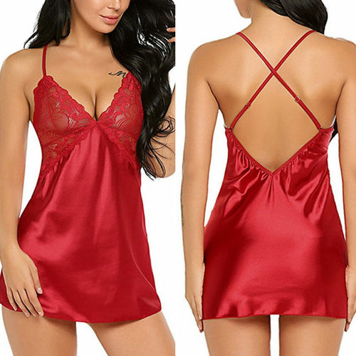 Women's Sexy Lace Satin Nightdress