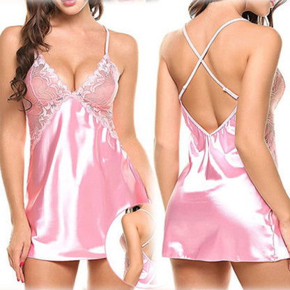 Women's Sexy Lace Satin Nightdress