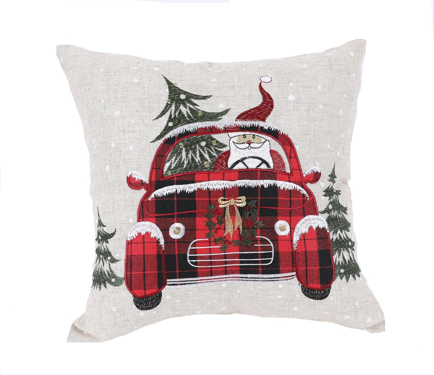 Santa Claus Riding On Car Christmas Pillow