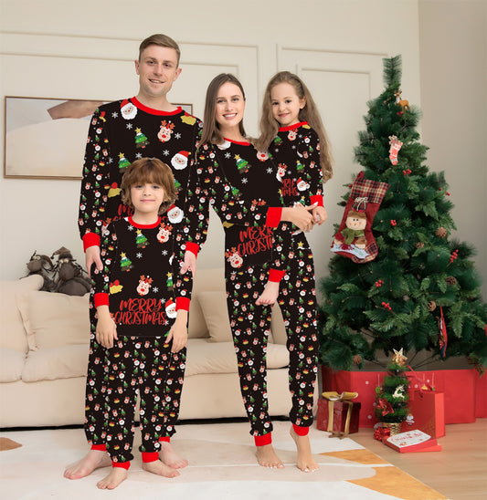 Matching Xmas Family Pajamas Set - Deer Santa Print