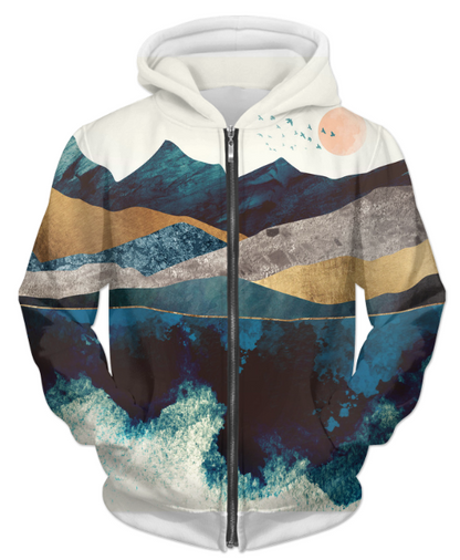 Blue Mountain Reflection Unisex Zip Hoodie