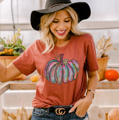 Colorful Pumpkin Fall T-shirt