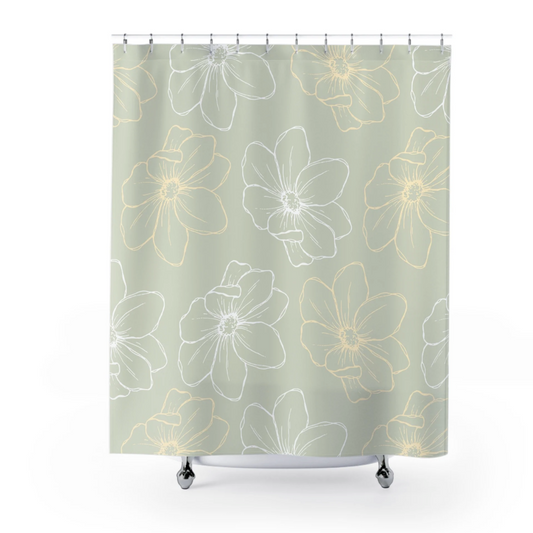 Green Floral Shower Curtain