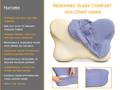 Contoured Memory Foam CPAP Pillow with Cover